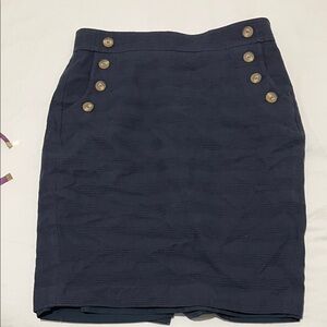 LOFT Dark Blue Pencil Skirt with Button Accents